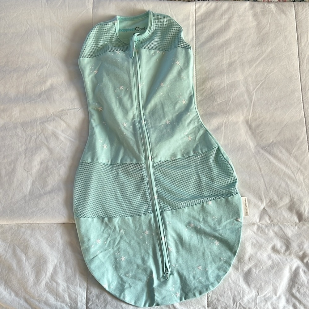 NWOT Happiest Baby Sleepea® 5-Second Baby Swaddle in Teal Stars, size medium